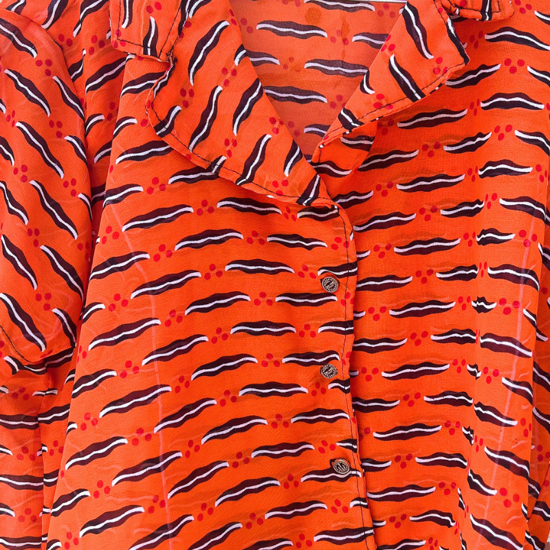 Chemise wax mousseline Orange à col cubain