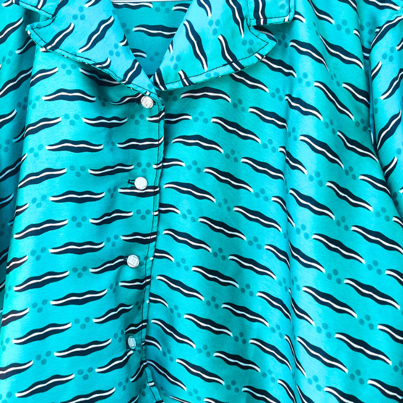 Turquoise Silk Wax Shirt 