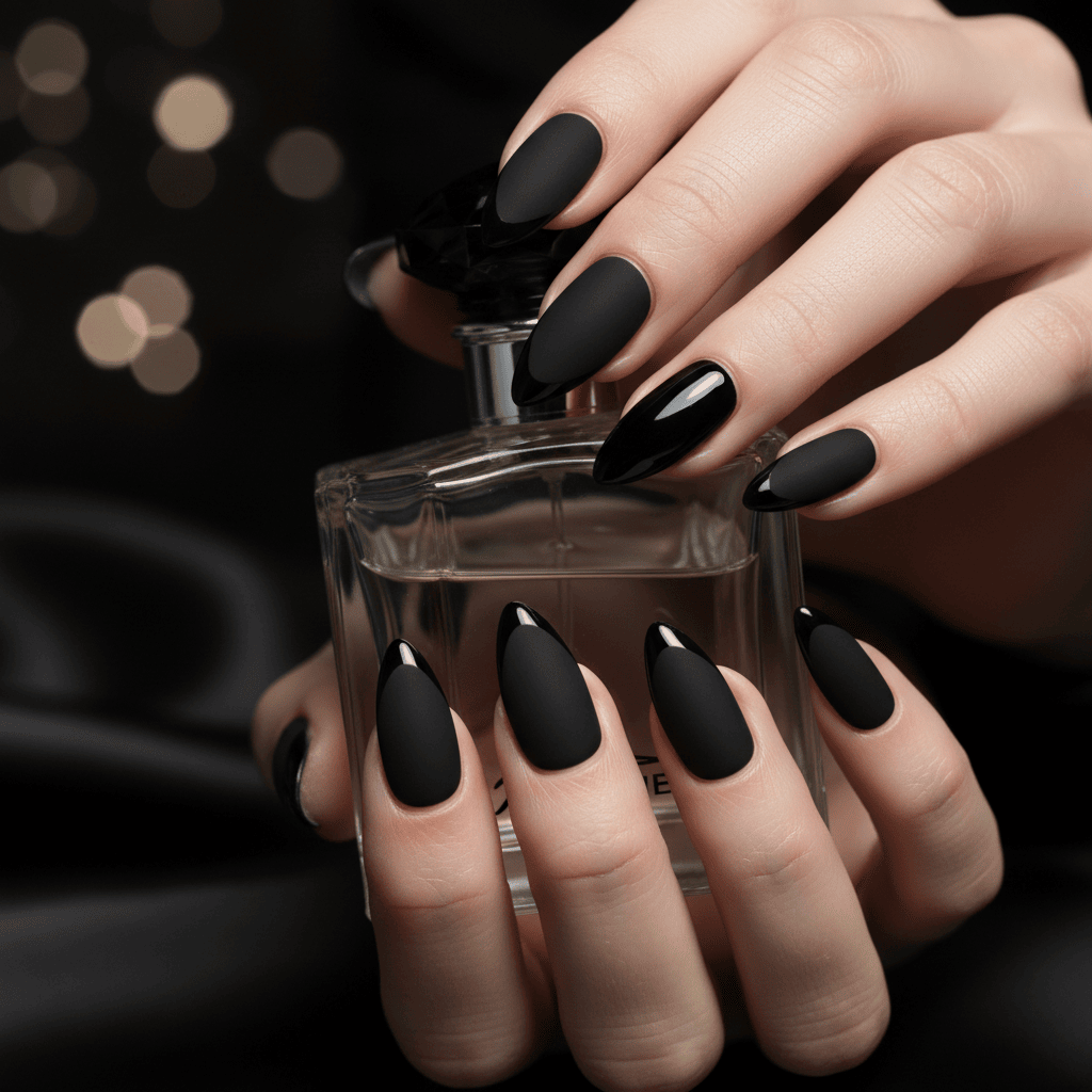 Manucure noire sophistiquée French